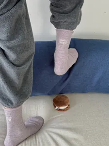 Warm thick wool blend mid tube socks with cute letter embroidery and rolled cuffs for women.