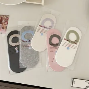 Breathable mesh cotton boat socks for women, solid color non-slip shallow mouth design.
