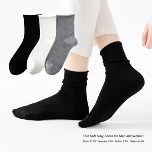 Spring summer thin mulberry silk socks men women solid color mid tube breathable stackable socks