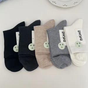 Premium mulberry silk crew socks for men and women, breathable, thin, solid color socks.