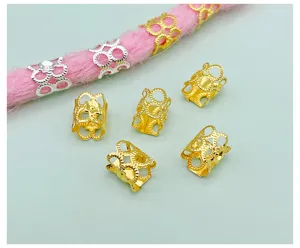 Gold and silver electroplated metal dreadlocks rings hair braid cuffs jewelry detail view