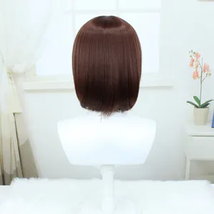 Perruque cosplay marron courte pour femme, cheveux synthétiques résistants au look naturel