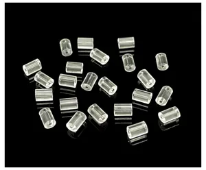 Embouts de boucles d'oreilles cylindriques en plastique transparent pour la creation de bijoux.