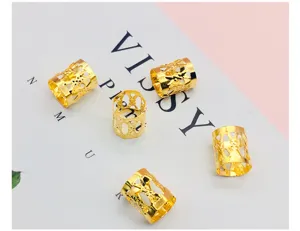 8x9mm gold electroplated hollow metal dreadlock rings hair accessories for DIY styling braids.