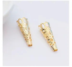 Gold tone cone flower cap filigree findings for DIY antique hair accessories jewelry crafting