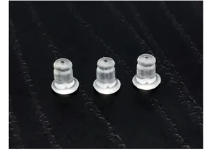 Dos d'boucles d'oreilles transparents en plastique, accessoires bijoux DIY securises.