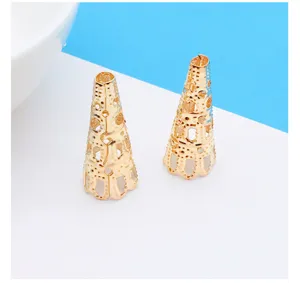 Gold filigree cone bead caps flower charms for DIY vintage hair sticks jewelry making supplies