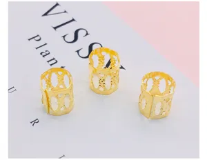 Gold metal hollow dreadlock rings 8x9mm DIY hair braid cuffs hair accessories for styling