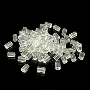 Paires de dos de boucles d'oreilles cylindre plastique transparent pour bijoux DIY.