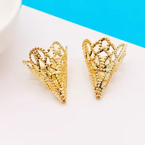 Gold filigree cone bead caps DIY tassel flower findings for handmade jewelry making 500pcs