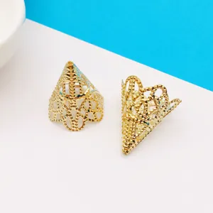 Gold metal filigree cone tassel caps for DIY jewelry making and craft art projects.
