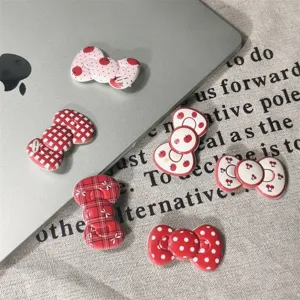 Vintage red polka dot plaid bow hair clips cute cherry side hair clips for women and girls