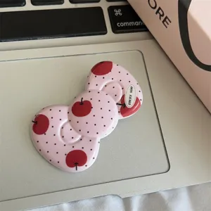Pink cherry polka dot bow hair clip cute sweet side clip hair accessory for women girls.
