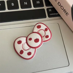 Cute red apple pattern bow hair clip sweet hair accessory for women and girls daily wear