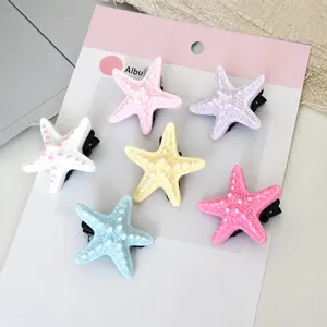 Cute Starfish Resin Hair Clip Duckbill Hairpin For Women Summer Vacation Hair Accessories