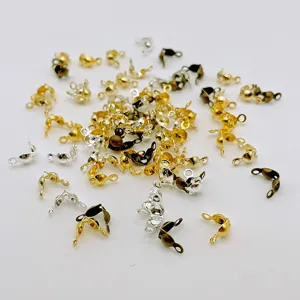 DIY Jewelry Findings Iron Electroplated Double Head Crimp Beads Cord Ends Jewelry Making Accessories Wholesale
