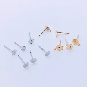 Eisen Galvanisiert Ohrstecker DIY Schmuckzubehör Flacher Pad Ohrstecker Mit Schlaufe Für Handgemachte Ohrringe Zubehör