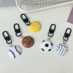 Creative Cartoon Sports Ball Keychain Resin Volleyball Tennis Football Baseball Basketball Pendant