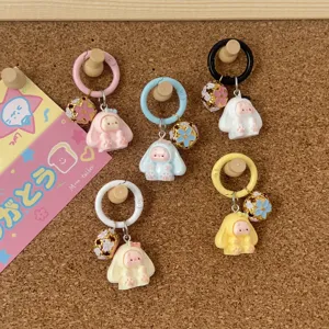 Simpatico cartone animato coniglio orecchie lunghe campanello portachiavi borsa regalo