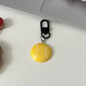 Cute tennis ball keychain bag pendant stylish metal clasp sports accessory gift for sports fans