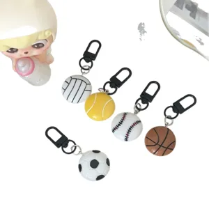 Creative sports ball keychain set including basketball football tennis volleyball pendant