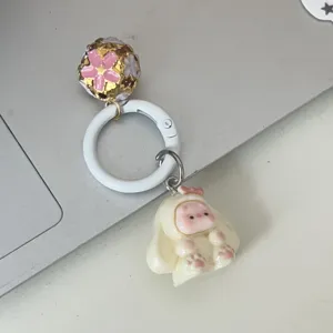 Carino cartone animato coniglio campana portachiavi dolce borsa pendente fascino per donne ragazze accessorio