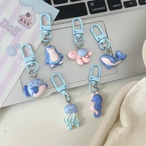 Cute ocean animal keychain cartoon penguin turtle whale cute bag pendant gift accessories