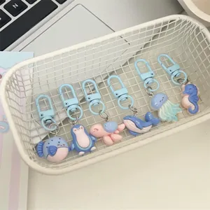 Cute marine animal keychains cartoon penguin turtle whale bag pendant couple best gift
