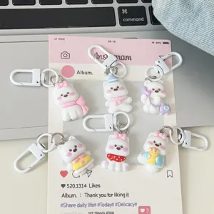 Simpatico Portachiavi con Cane Westie Cartoon in Resina Ciondolo Borsa Animale Kawaii Accessori Zaino Regalo per Donna