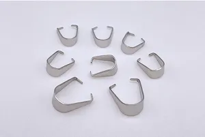 Stainless steel bail clips pendant connectors for DIY jewelry making fine detail view.