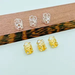 8x9mm Metal Electroplated Dreadlock Hair Rings Gold Silver DIY Braids Hair Accessories Main