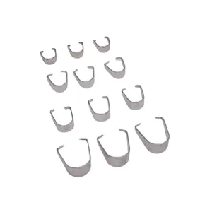 Stainless steel bail clips for jewelry pendants, multi-size smooth DIY necklace accessories.