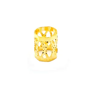 Gold metal hair ring dreadlock bead hollow design for diy hair styling accessories 8x9mm