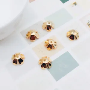 8mm 5-petal gold flower bead caps DIY jewelry making metal findings base 1000pcs pack