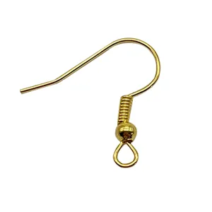 Gold tone iron fishhook earring findings, DIY jewelry making supplies and accessories components.