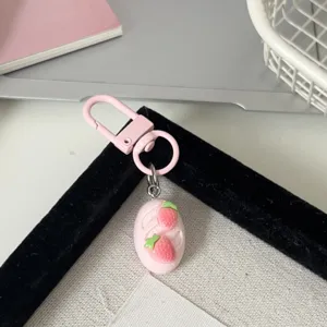 Mignon porte-clés dessert fraise pendentif de sac charmant accessoire de nourriture kawaii