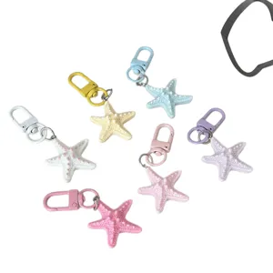 Cute starfish keychain pastel color bag charm aesthetic backpack pendant gift set