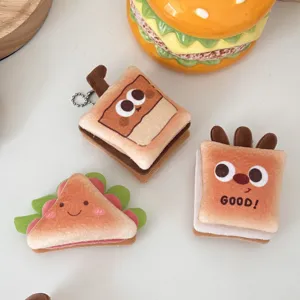 Leuke pluche sandwich toast sleutelhanger cartoon tas hanger zachte accessoires leuk