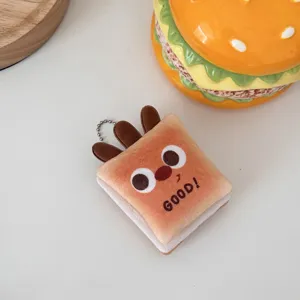 Pluche toast sleutelhanger schattige tekenfilm brood tas charm zachte hanger leuk