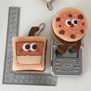 Schattige pluche sandwich toast en koekje sleutelhanger cartoon tas hanger voor meisjes.