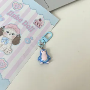 Cute blue penguin keychain, cartoon animal bag charm pendant for students and couples.