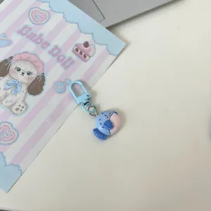 Cute ocean whale keychain cartoon animal pendant student school bag charm aesthetic accessory gift