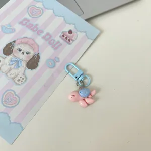 Cute pink and blue turtle keychain resin bag charm cartoon animal pendant gift for girls