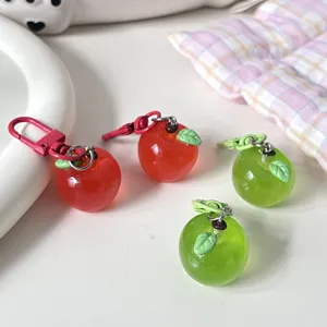 Portachiavi mela 3D trasparente, simpatico ciondolo di frutta simulata per borse e chiavi auto.