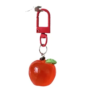Simpatico portachiavi a forma di mela rossa 3D trasparente con moschettone in metallo, regalo.