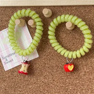 Carino Cartone Animato Resina Mela Cuore Cavo Telefono Elastico Capelli Fascia Frutta Accessori Capelli Studente