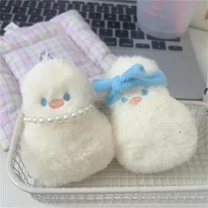 Cute cartoon plush chick keychain and bag pendant, fluffy doll accessory for women's bags.
