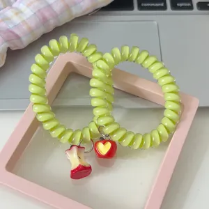 Simpatici elastici per capelli a spirale con torsolo di mela, accessori kawaii bellissimi.
