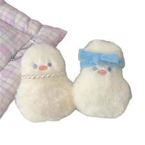 Cute cartoon plush duck keychain bag pendant soft fluffy doll toy for girls accessories.