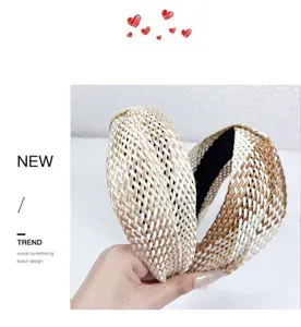 Woven braided headband for women, chic checkered design hair hoop for daily styling wear